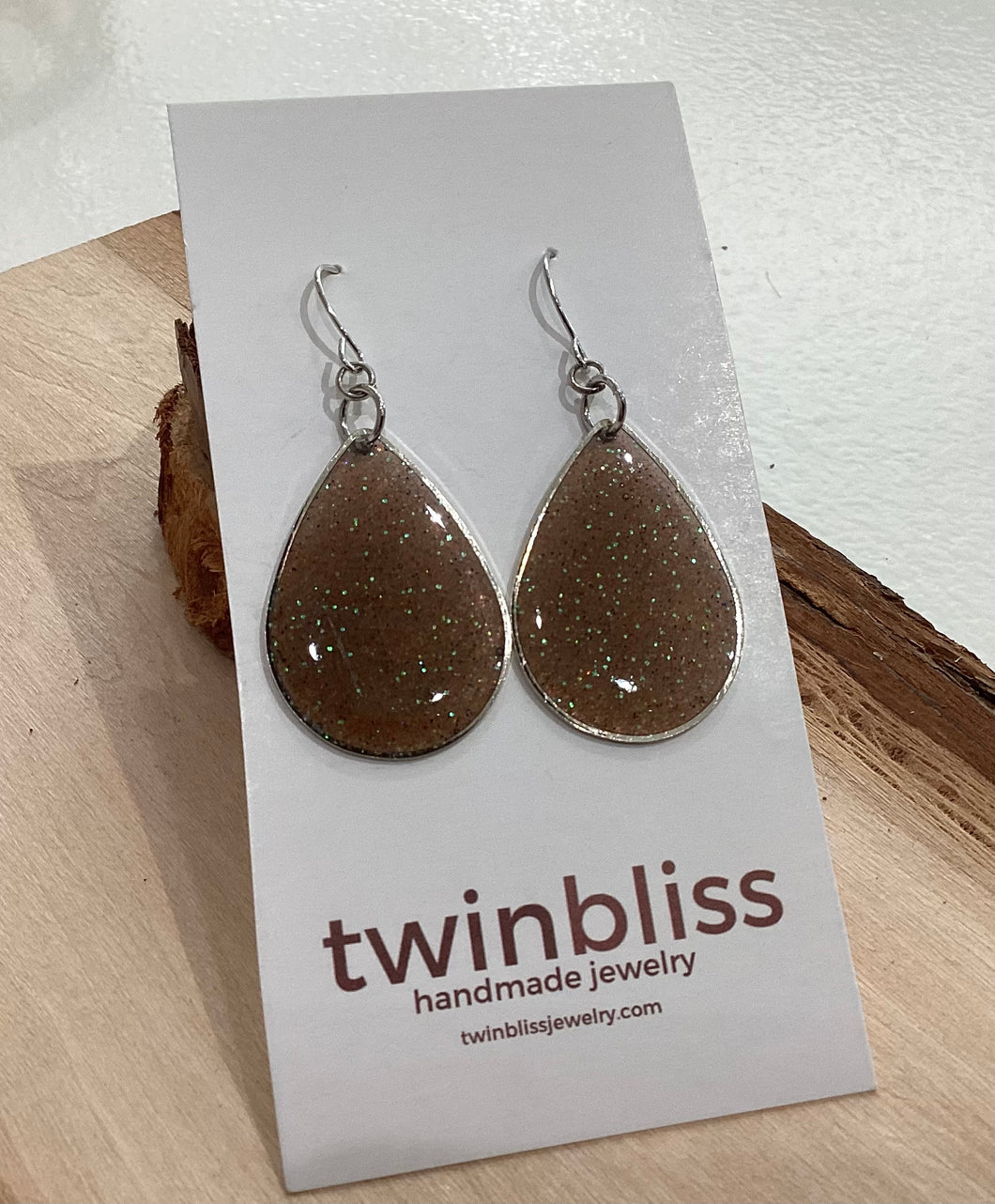 Sparkle + Shine Earrings - Brown Large Silver Drop