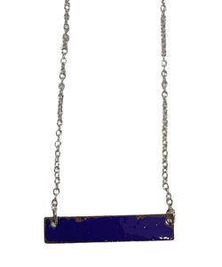 Navy Blue Enameled bar necklace