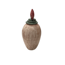 Round Vessel with Green Lid and Pectin Pallium Shell