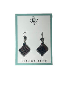 Square Checked Drop Earrings