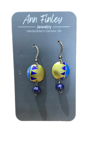 Gold + Blue Tin Earrings