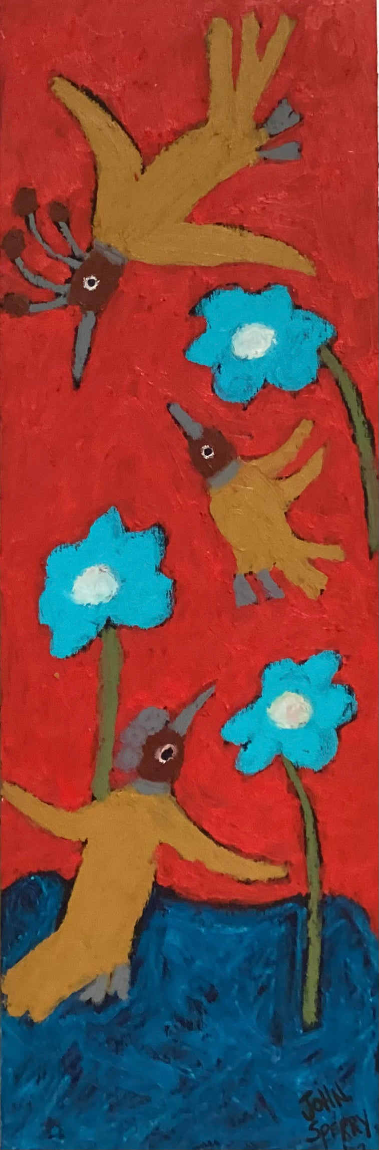 Funkadelic Birds (Mustard Birds with Turquoise Florals)