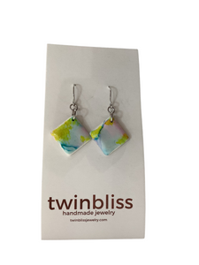 Earth & Sky Earrings- Diamond in Yellow, White, Pink and Blue
