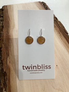Sparkle + Shine Earrings -Honey Brown Small Silver Circle