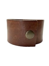 Leather Cuff with Red Stone set in Handcrafted Bezel
