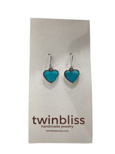Sparkle + Shine Earrings - Small Blue Heart in Silver