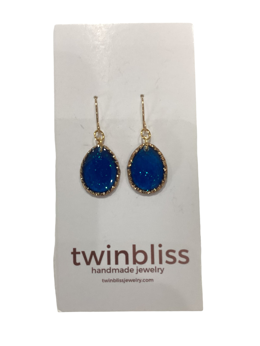 Sparkle + Shine Earrings - Deep Blue Small Textured Gold Drop