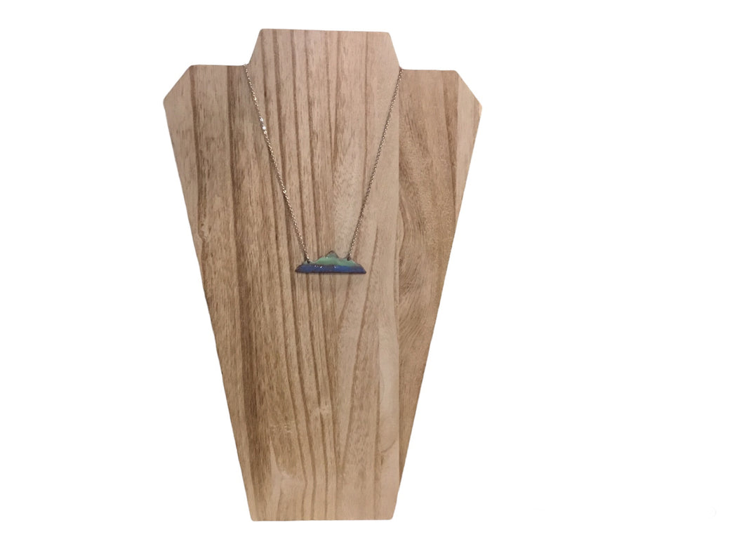 Robin egg and bright blue mountain necklace- 16