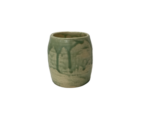 Green Drip Pottery Wine Glass