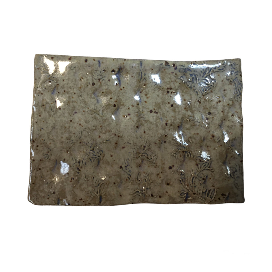 Light Brown Floral Print Soap Dish on Feet