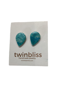 Earth & Sky Earrings - Abstract Blue Small Drop (Posts)