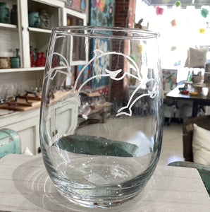 Sea Life - Etched Stemless Wine Glasses