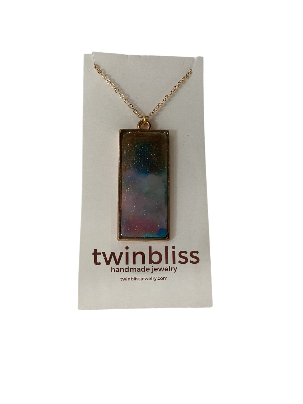 Sparkle + Shine Necklace - Rectangular Mixed Tones in Gold Setting