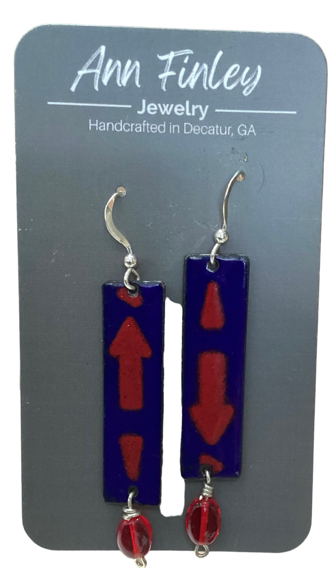 Red + Blue Rectangle Enamel Earrings