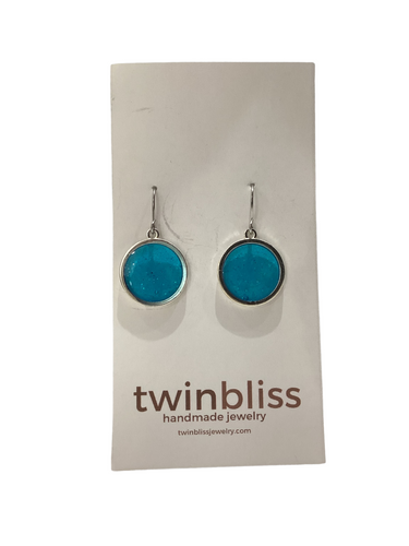 Sparkle + Shine Earrings - Round Blue in Silver