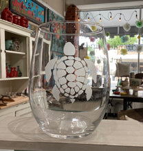 Sea Life - Etched Stemless Wine Glasses