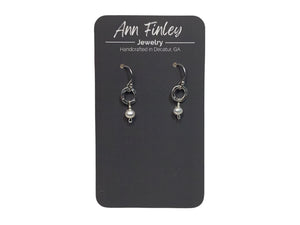 Earring -  Tiny Hoops with White Pearl