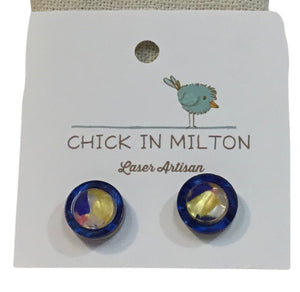 Blue and Yellow Stud Earrings