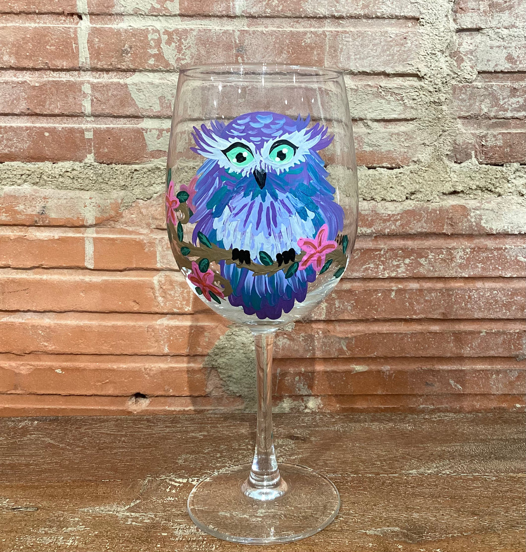 Owl Wine Glass