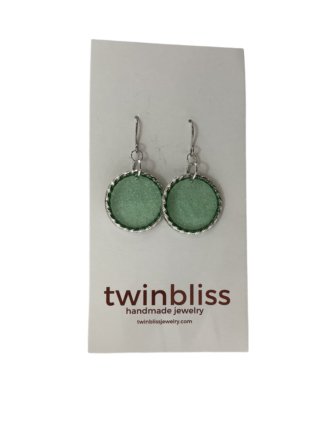 Sparkle + Shine Earrings - Round Green in Silver Rope