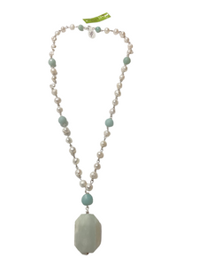 Pearl Chain and Amazonite Necklace