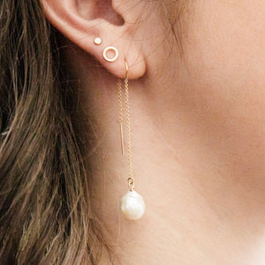 Pearl Threader Earrings - sterling silver