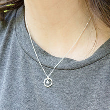Beaded and Stone Halo Pendant - sterling silver