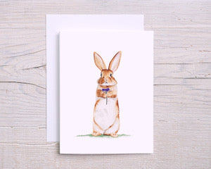 Rabbit with Flower Greeting Card